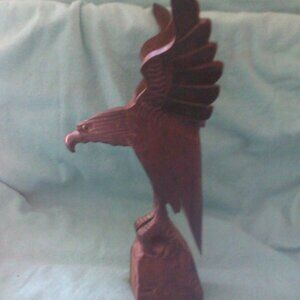 Large Hand-carved Iron Wood American Bald Eagle Art Sculpture Ironwood